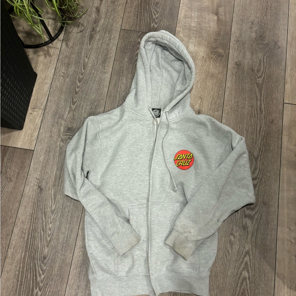 Grey Zip up Santa cruz sweatershirt